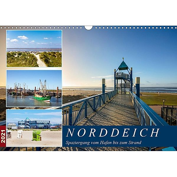 Norddeich Spaziergang vom Hafen bis zum Strand (Wandkalender 2021 DIN A3 quer), H. Dreegmeyer