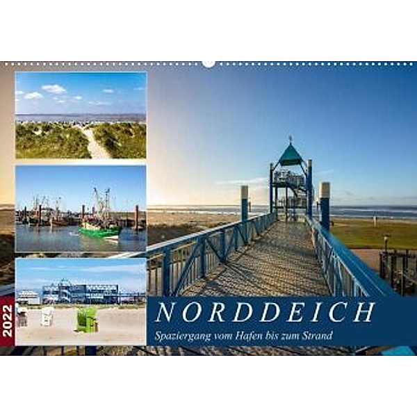 Norddeich Spaziergang vom Hafen bis zum Strand (Premium, hochwertiger DIN A2 Wandkalender 2022, Kunstdruck in Hochglanz), A. Dreegmeyer