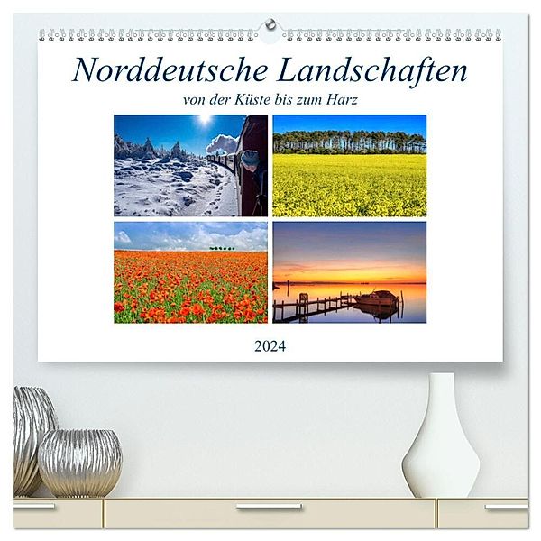 Norddeutsche Landschaften (hochwertiger Premium Wandkalender 2024 DIN A2 quer), Kunstdruck in Hochglanz, Joachim Hasche