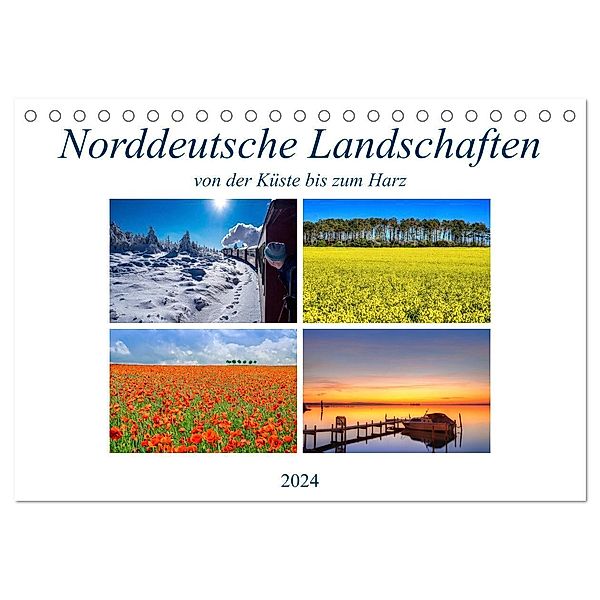 Norddeutsche Landschaften (Tischkalender 2024 DIN A5 quer), CALVENDO Monatskalender, Joachim Hasche