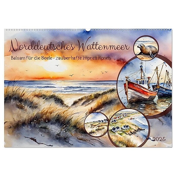 Norddeutsches Wattenmeer (Wandkalender 2025 DIN A2 quer), CALVENDO Monatskalender, Calvendo, Claudia Kleemann