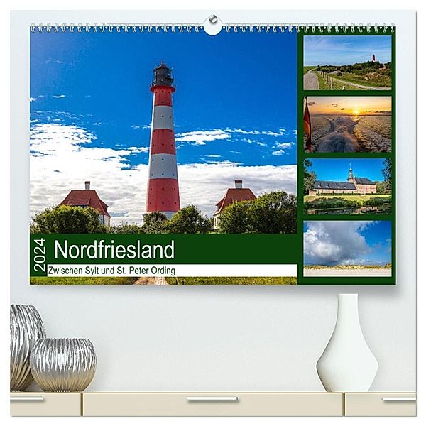 Nordfriesland, Zwischen Sylt und St. Peter Ording (hochwertiger Premium Wandkalender 2024 DIN A2 quer), Kunstdruck in Hochglanz, Alexander Wolff