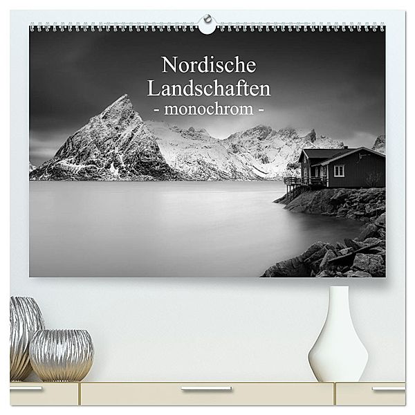 Nordische Landschaften - monochrom (hochwertiger Premium Wandkalender 2025 DIN A2 quer), Kunstdruck in Hochglanz, Calvendo, Jeanny Müller