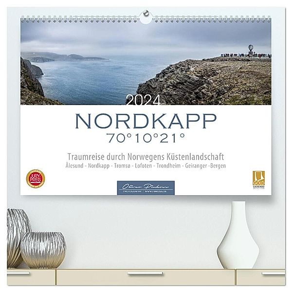 Nordkapp - Norwegens Küstenlandschaft (hochwertiger Premium Wandkalender 2024 DIN A2 quer), Kunstdruck in Hochglanz, Oliver Pinkoss