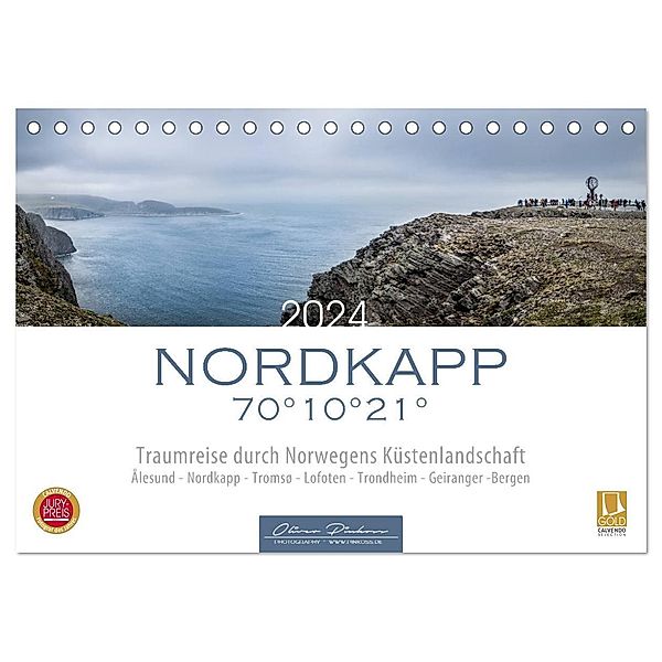 Nordkapp - Norwegens Küstenlandschaft (Tischkalender 2024 DIN A5 quer), CALVENDO Monatskalender, Oliver Pinkoss