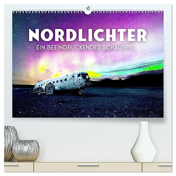 Nordlichter - ein beeindruckendes Schauspiel. (hochwertiger Premium Wandkalender 2024 DIN A2 quer), Kunstdruck in Hochglanz, SF