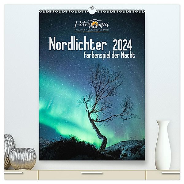 Nordlichter - Farbenspiel der Nacht (hochwertiger Premium Wandkalender 2024 DIN A2 hoch), Kunstdruck in Hochglanz, Calvendo, Sebastian Worm