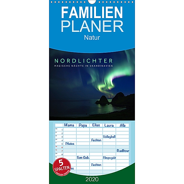 Nordlichter - Magische Nächte in Skandinavien - Familienplaner hoch (Wandkalender 2020 , 21 cm x 45 cm, hoch), Lain Jackson
