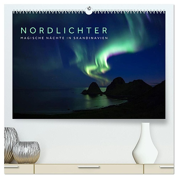 Nordlichter - Magische Nächte in Skandinavien (hochwertiger Premium Wandkalender 2024 DIN A2 quer), Kunstdruck in Hochglanz, Lain Jackson
