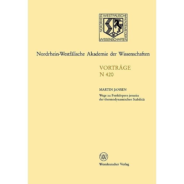 Nordrhein-Westfälische Akademie der Wissenschaften / Rheinisch-Westfälische Akademie der Wissenschaften Bd.420, Martin Jansen