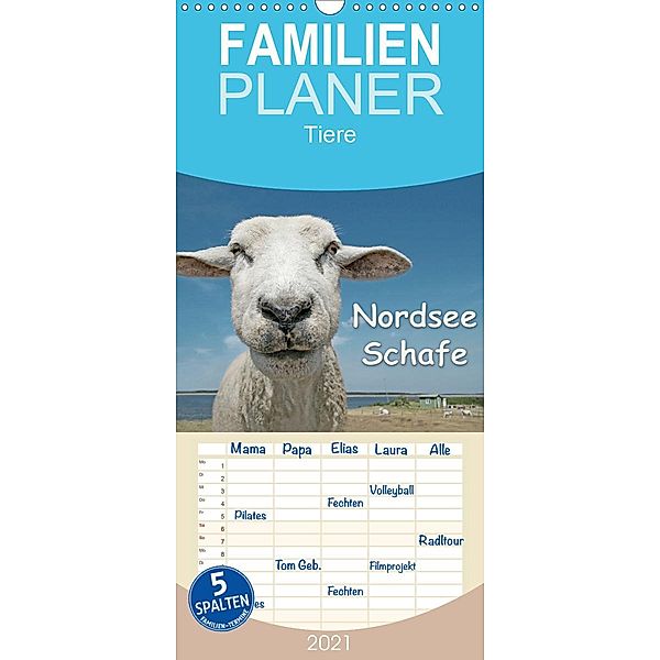 Nordsee Schafe - Familienplaner hoch (Wandkalender 2021 , 21 cm x 45 cm, hoch), Andrea Wilken