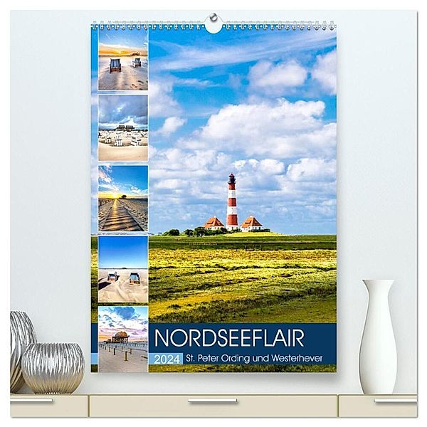 NORDSEEFLAIR - St. Peter Ording und Westerhever (hochwertiger Premium Wandkalender 2024 DIN A2 hoch), Kunstdruck in Hochglanz, Andrea Dreegmeyer