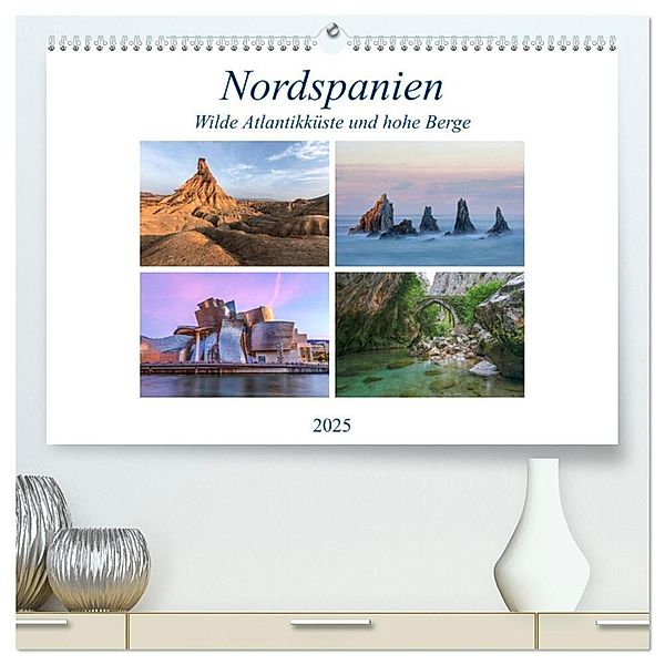 Nordspanien, wilde Atlantikküste und hohe Berge (hochwertiger Premium Wandkalender 2025 DIN A2 quer), Kunstdruck in Hochglanz, Calvendo, Joana Kruse