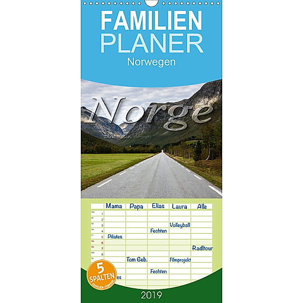 Norge - Familienplaner hoch (Wandkalender 2019 , 21 cm x 45 cm, hoch), Dirk Rosin