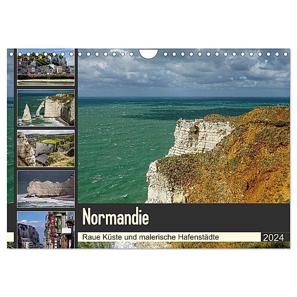 Normandie - Raue Küste und malerische Hafenstädte (Wandkalender 2024 DIN A4 quer), CALVENDO Monatskalender, Silke Liedtke Reisefotografie