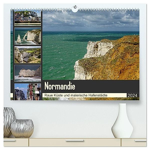 Normandie - Raue Küste und malerische Hafenstädte (hochwertiger Premium Wandkalender 2024 DIN A2 quer), Kunstdruck in Hochglanz, Silke Liedtke Reisefotografie