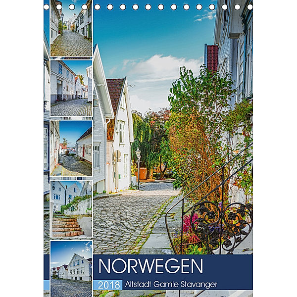 Norwegen - Altstadt Gamle Stavanger (Tischkalender 2018 DIN A5 hoch), Dirk Meutzner
