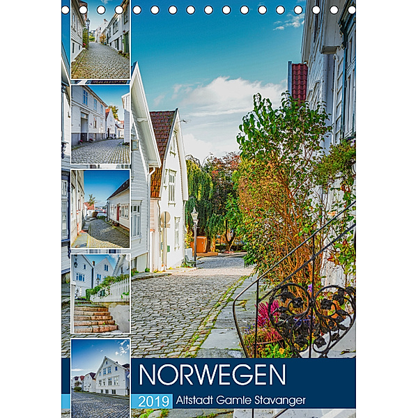 Norwegen - Altstadt Gamle Stavanger (Tischkalender 2019 DIN A5 hoch), Dirk Meutzner