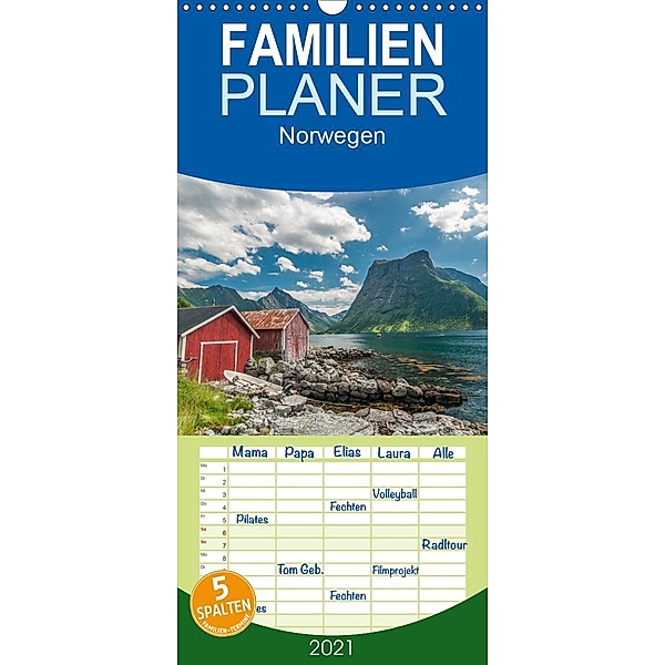 Norwegen - Familienplaner hoch (Wandkalender 2021 , 21 cm x 45 cm, hoch), Roman Burri