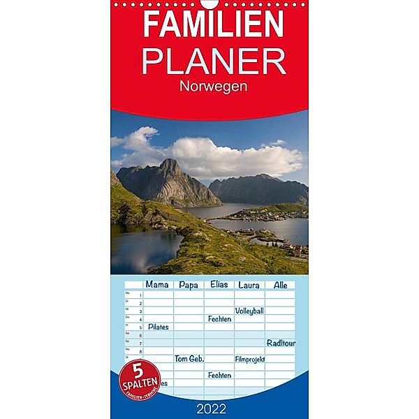 Norwegen - Familienplaner hoch (Wandkalender 2022 , 21 cm x 45 cm, hoch), Jörg Dauerer