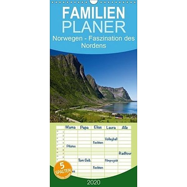 Norwegen - Faszination des Nordens - Familienplaner hoch (Wandkalender 2020 , 21 cm x 45 cm, hoch), Anja Ergler