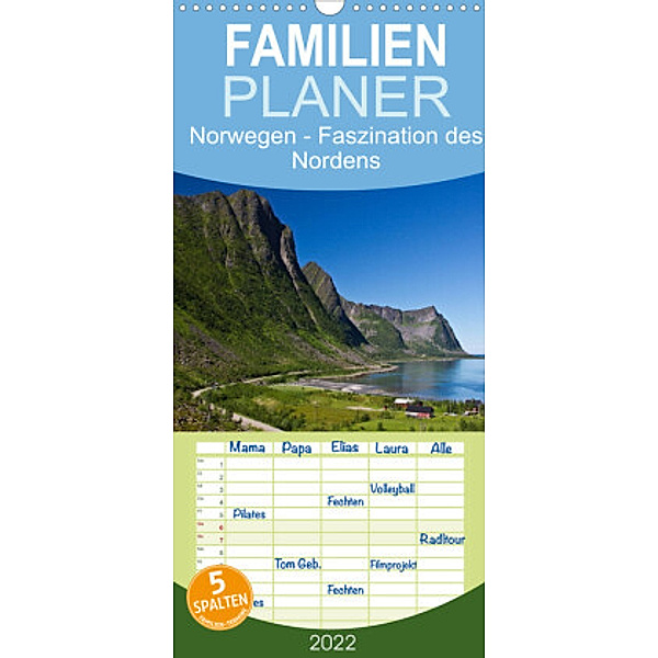 Norwegen - Faszination des Nordens - Familienplaner hoch (Wandkalender 2022 , 21 cm x 45 cm, hoch), Anja Ergler