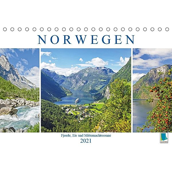 Norwegen: Fjorde, Wald und Mitternachtssonne (Tischkalender 2021 DIN A5 quer), Calvendo