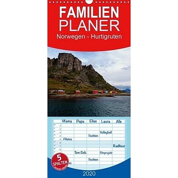 Norwegen - Hurtigruten - Familienplaner hoch (Wandkalender 2020 , 21 cm x 45 cm, hoch), Borg Enders