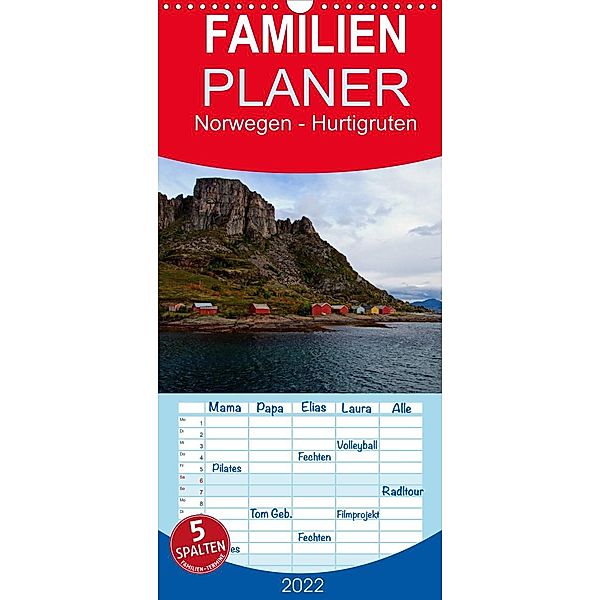 Norwegen - Hurtigruten - Familienplaner hoch (Wandkalender 2022 , 21 cm x 45 cm, hoch), Borg Enders