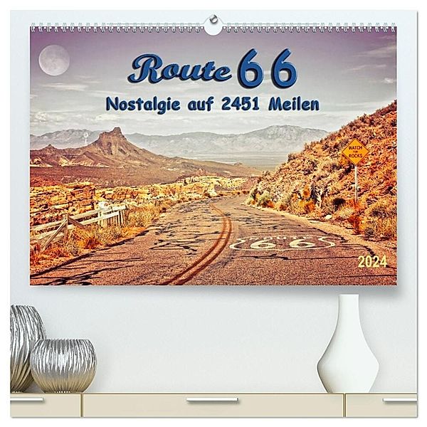 Nostalgie auf 2451 Meilen - Route 66 (hochwertiger Premium Wandkalender 2024 DIN A2 quer), Kunstdruck in Hochglanz, Peter Roder