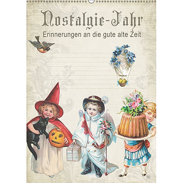 Nostalgie-Jahr, Motive aus alten Poesiealben (Wandkalender 2019 DIN A2 hoch), Babette Reek