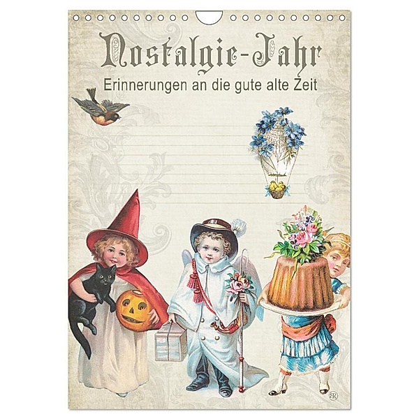 Nostalgie-Jahr, Motive aus alten Poesiealben (Wandkalender 2024 DIN A4 hoch), CALVENDO Monatskalender, Babette Reek