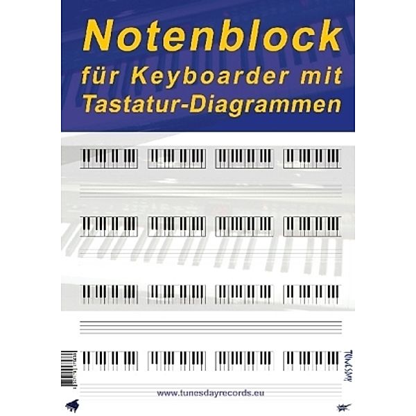 Notenblock für Keyboarder mit Tastatur-Diagrammen