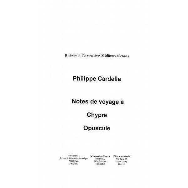 Notes de voyage a Chypre / Hors-collection, Cardella Philippe