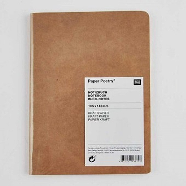 Notizbuch A6 Kraftpapier-Umschlag, blanko mit Kraftpapier-Seiten
