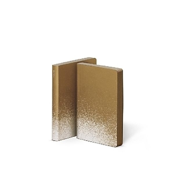 Notizbuch Graphic S Smooth Bonded Leather - Golden Rain, weiß/gold