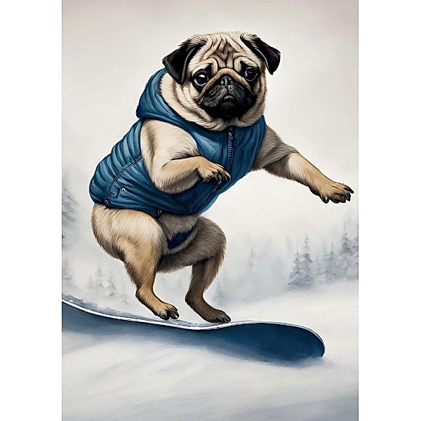 Notizbuch Mops Weihnachten Snowboarden Hund Notizheft mit 55 Zitaten Lebensweisheiten Hundeliebe Lustiges Geschenk zum Wichteln, Advent, Nikolaustag, Geburtstag, Geschenkartikel, Beau Barkside