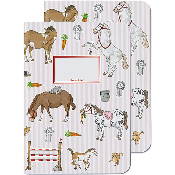 krima & isa Notizbuch PONY (DIN A5) kariert 2er-Set