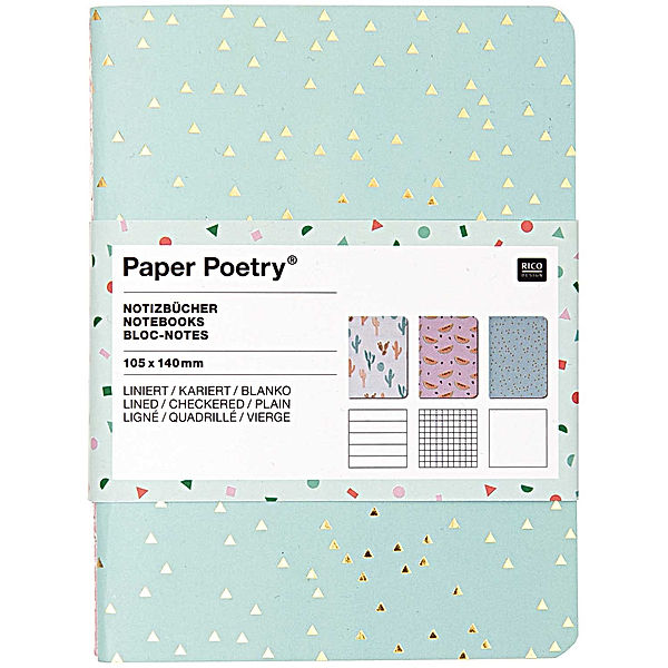 RICO DESIGN Notizbücher-Set TROPICAL SPRING (A6) 3er-Pack in bunt