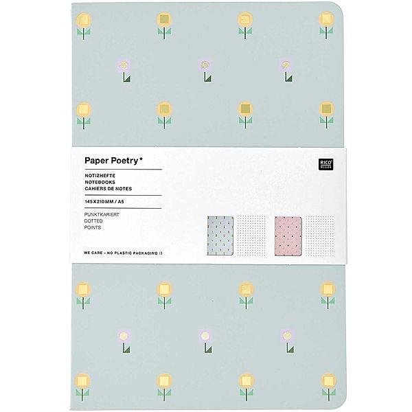 RICO DESIGN Notizhefte PIXEL / BLUMEN DIN A5 2-teilig