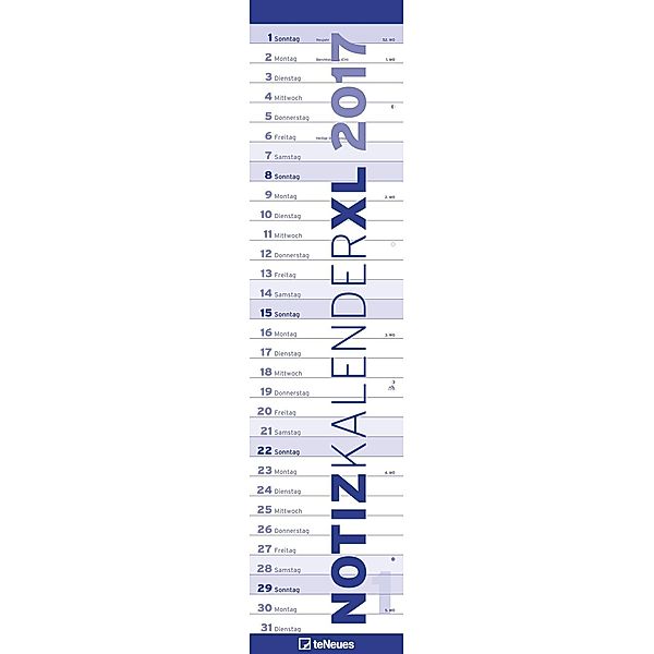 Notizkalender XL blau 2017
