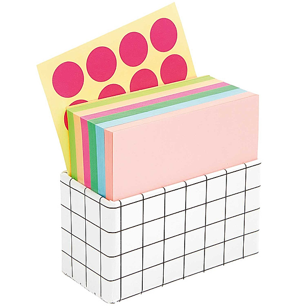 RICO Design Notizzettel-Box MULTICOLOR (9x9cm) 400 Blatt in pink/türkis/gelb