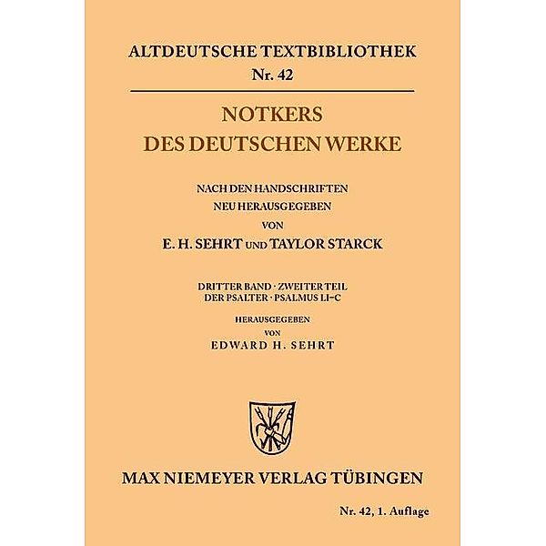 Notkers des Deutschen Werke / Altdeutsche Textbibliothek Bd.42