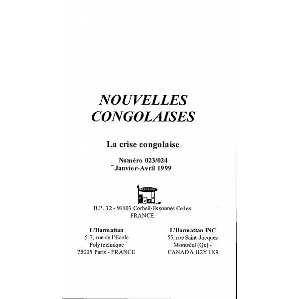 NOUVELLES CONGOLAISES (n(deg) 23-24) / Hors-collection, Collectif