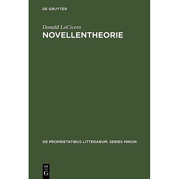 Novellentheorie / De Proprietatibus Litterarum. Series Minor Bd.4, Donald LoCicero