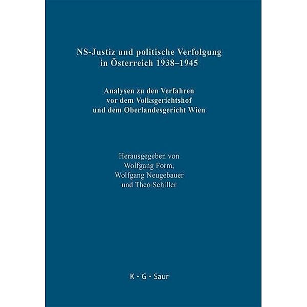 NS-Justiz und politische Verfolgung in Österreich 1938-1945