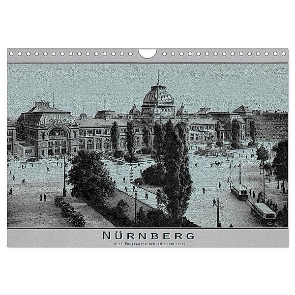 Nürnberg, alte Postkarten neu interpretiert (Wandkalender 2024 DIN A4 quer), CALVENDO Monatskalender, Erwin Renken