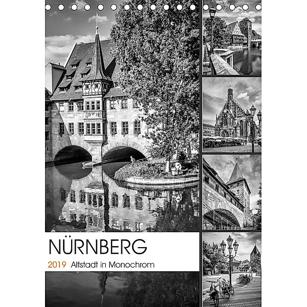 NÜRNBERG Altstadt in Monochrom (Tischkalender 2019 DIN A5 hoch), Melanie Viola
