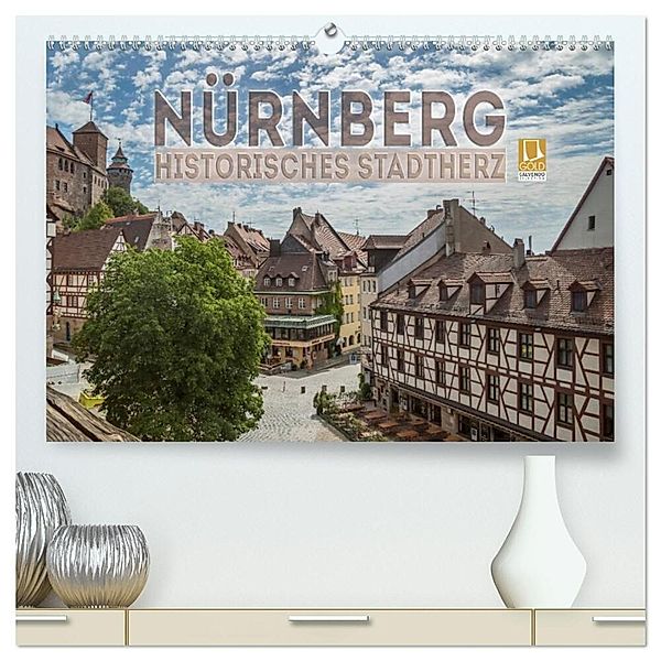 NÜRNBERG Historisches Stadtherz (hochwertiger Premium Wandkalender 2024 DIN A2 quer), Kunstdruck in Hochglanz, Melanie Viola