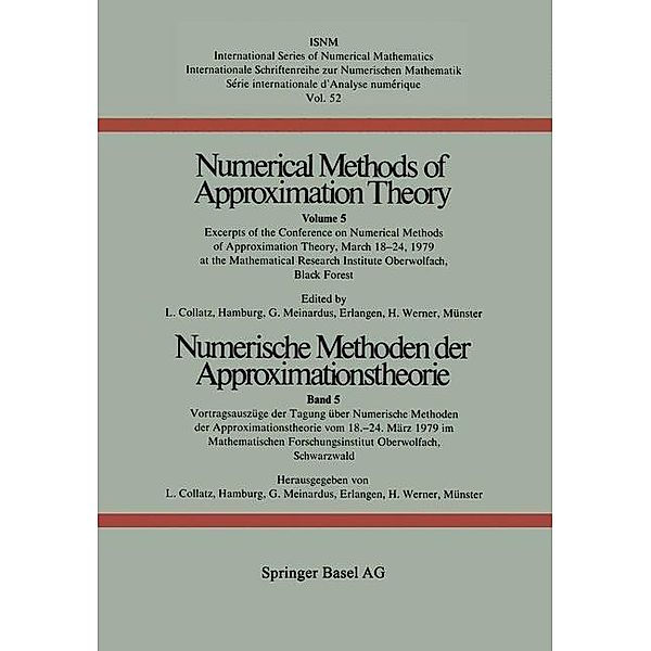 Numerische Methoden der Approximationstheorie / Numerical Methods of Approximation Theory / International Series of Numerical Mathematics Bd.52, Werner, COLLATZ, MEINARDUS